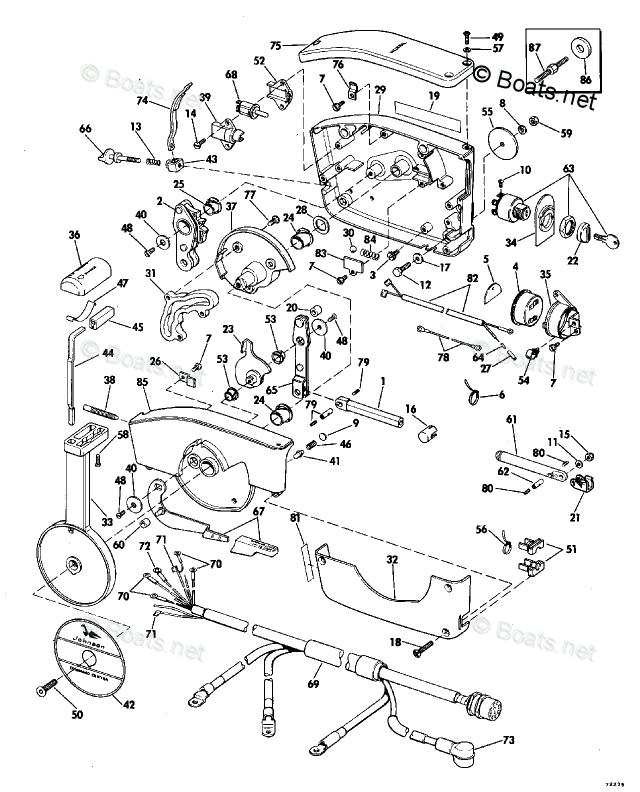 Johnson Outboard Parts by HP 70HP OEM Parts Diagram for REMOTE CONTROL