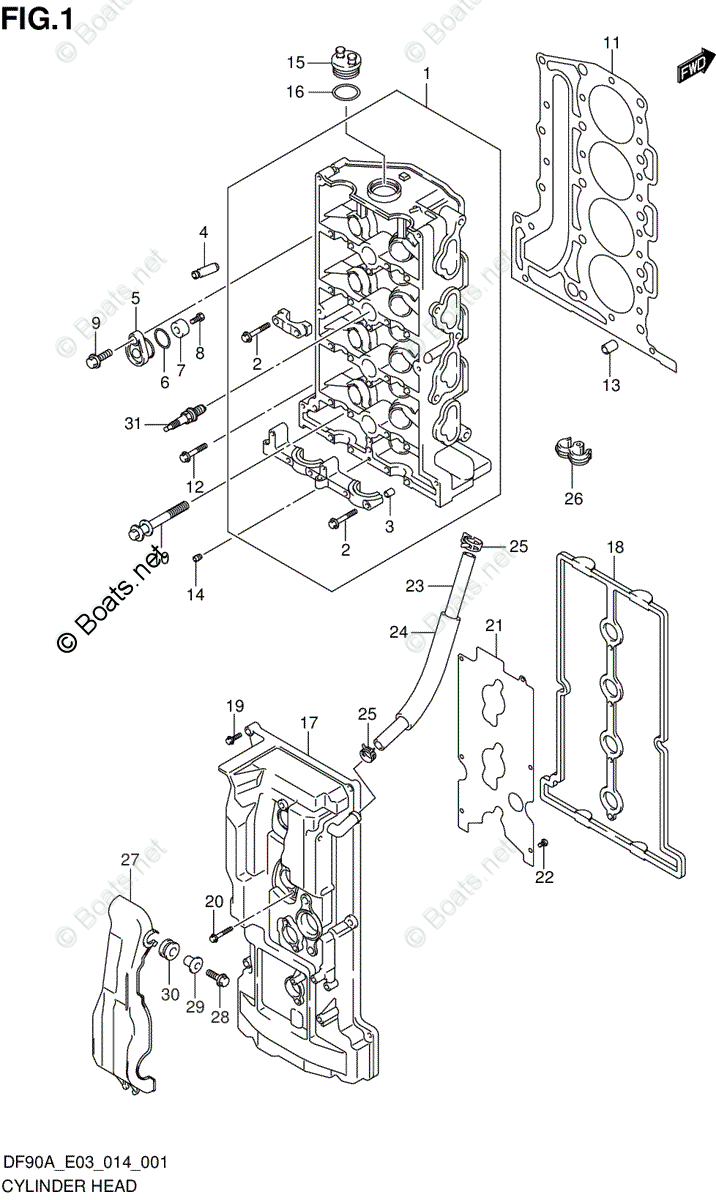 Suzuki Outboard Parts by Year 2014 OEM Parts Diagram for CYLINDER HEAD