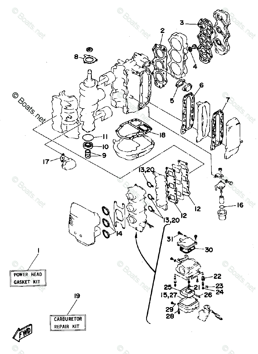 Yamaha Outboard Parts by Year 1994 OEM Parts Diagram for Repair Kit 1