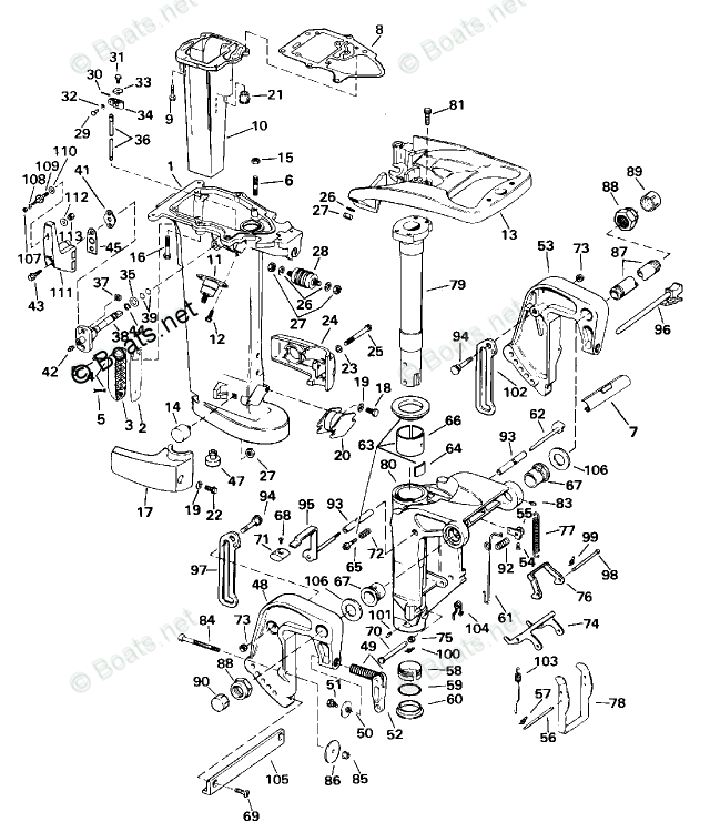 Johnson Outboard 25HP OEM Parts Diagram for Midsection