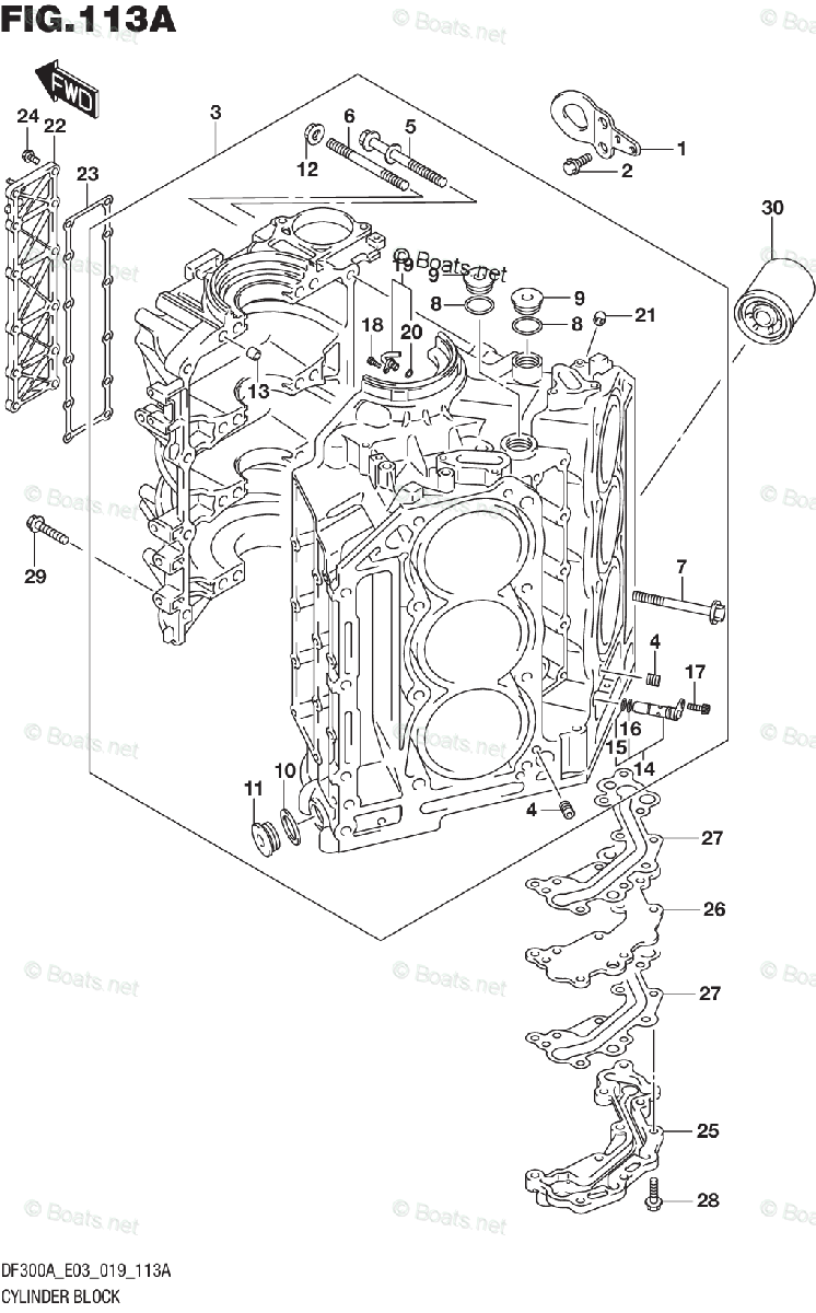 Suzuki Outboard Parts by Year 2019 OEM Parts Diagram for CYLINDER BLOCK