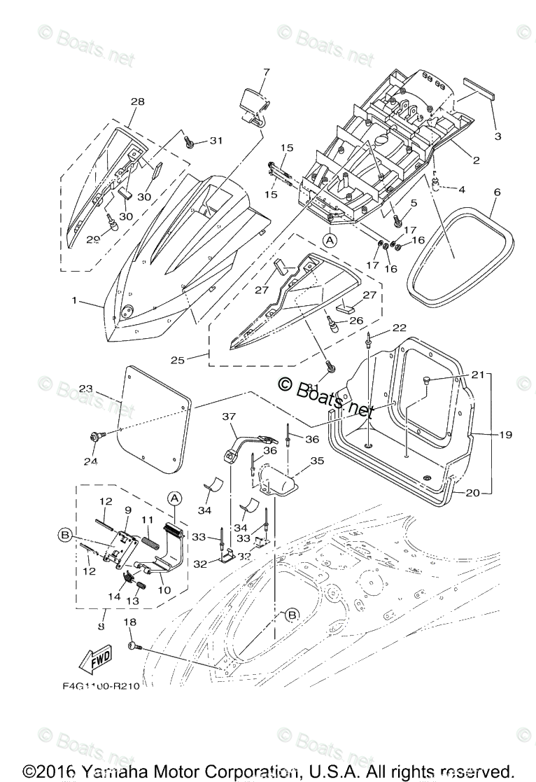 Yamaha Waverunner Parts 2017 OEM Parts Diagram for ENGINE HATCH 2 - Boats.net