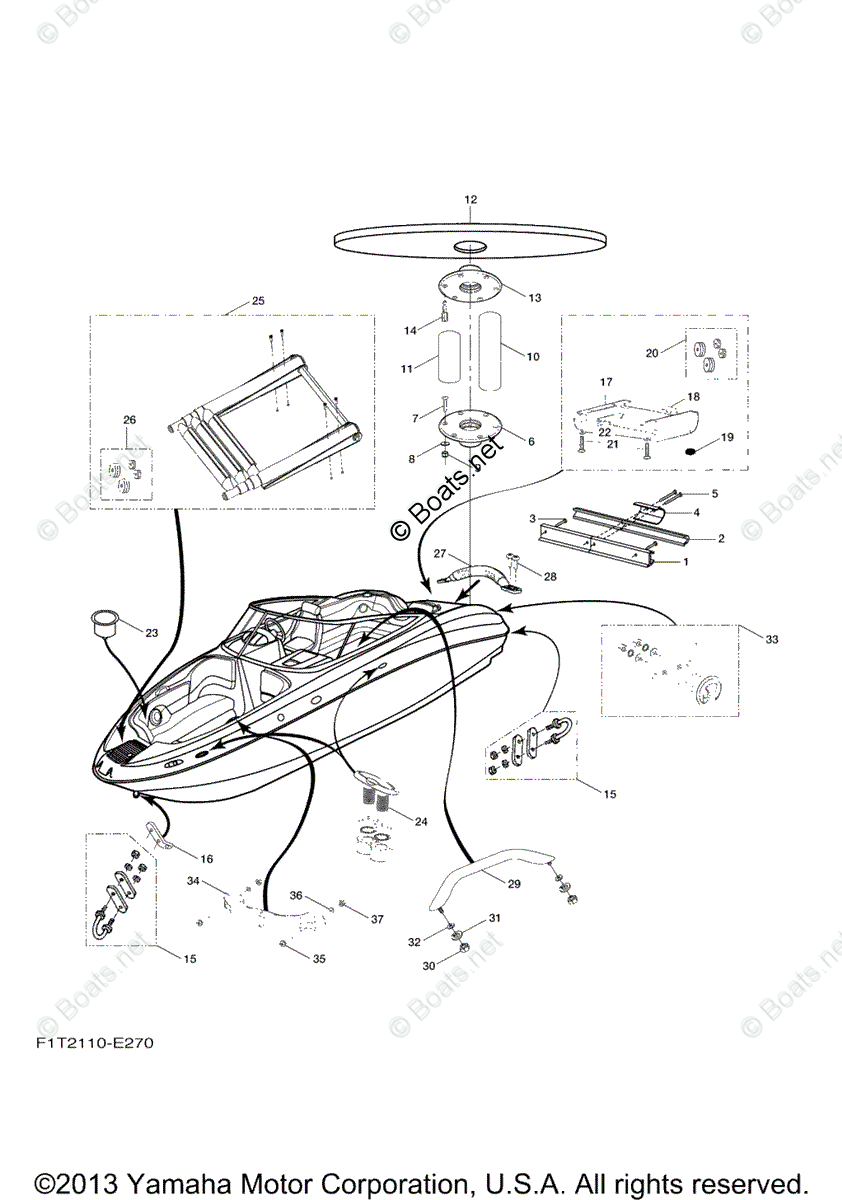 Yamaha Boats 2006 OEM Parts Diagram for Hull Deck Fittings