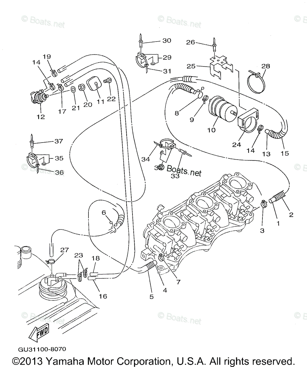 Yamaha Waverunner 1998 OEM Parts Diagram for Fuel