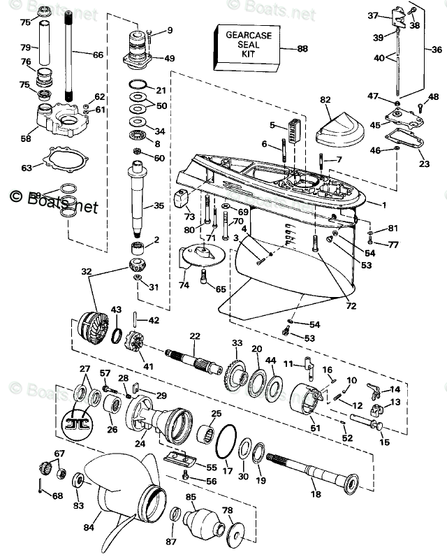 OMC Sterndrive 3.0L 181 CID Inline 4 OEM Parts Diagram for Lower ...