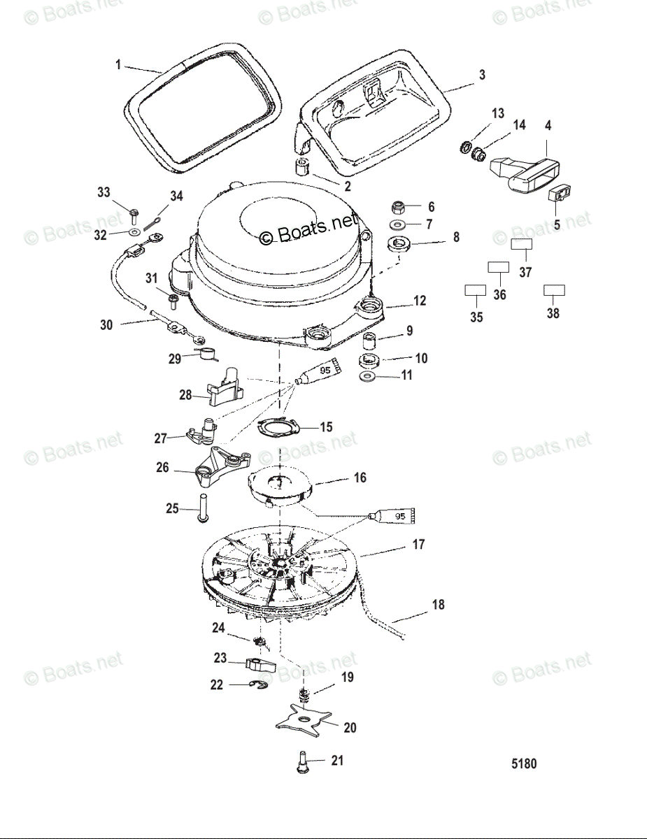 Mercury Mercury & Mariner Outboard Parts by HP & Liter 40HP OEM Parts Diagram for MANUAL START COMPONENTS - Boats.net