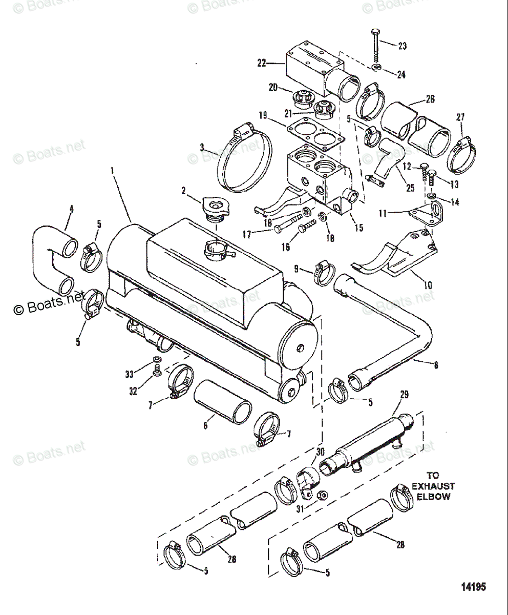 Mercury MerCruiser Inboard Parts by Size & Serial Diesel OEM Parts Diagram for Heat Exchanger And Hoses - Boats.net