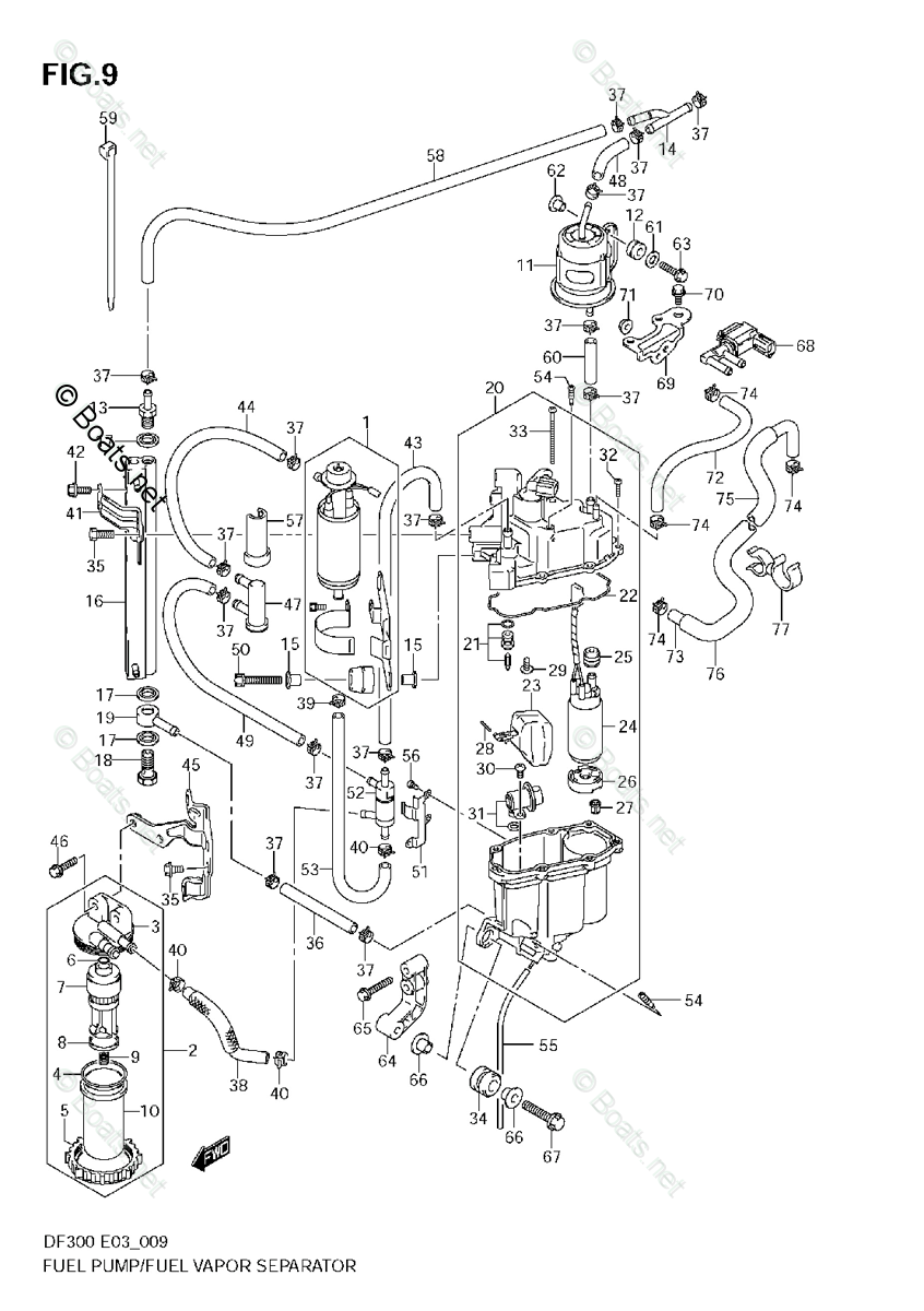 Suzuki Outboard Parts by Model DF 300 OEM Parts Diagram for FUEL PUMP / FUEL VAPOR SEPARATOR - Boats.net