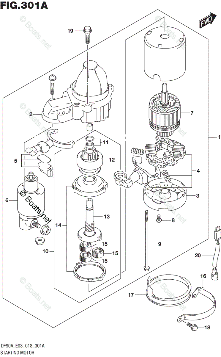 Suzuki Outboard Parts by Model DF 80A OEM Parts Diagram for STARTING