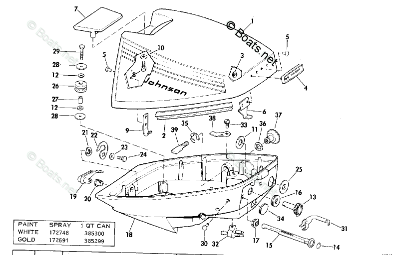 Johnson Outboard Parts by Year 1975 OEM Parts Diagram for Motor Cover