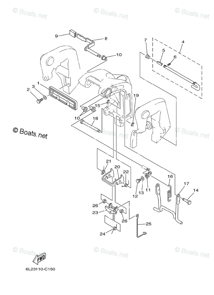 Yamaha Outboard Parts By Hp 25hp Oem Parts Diagram For Bracket 2