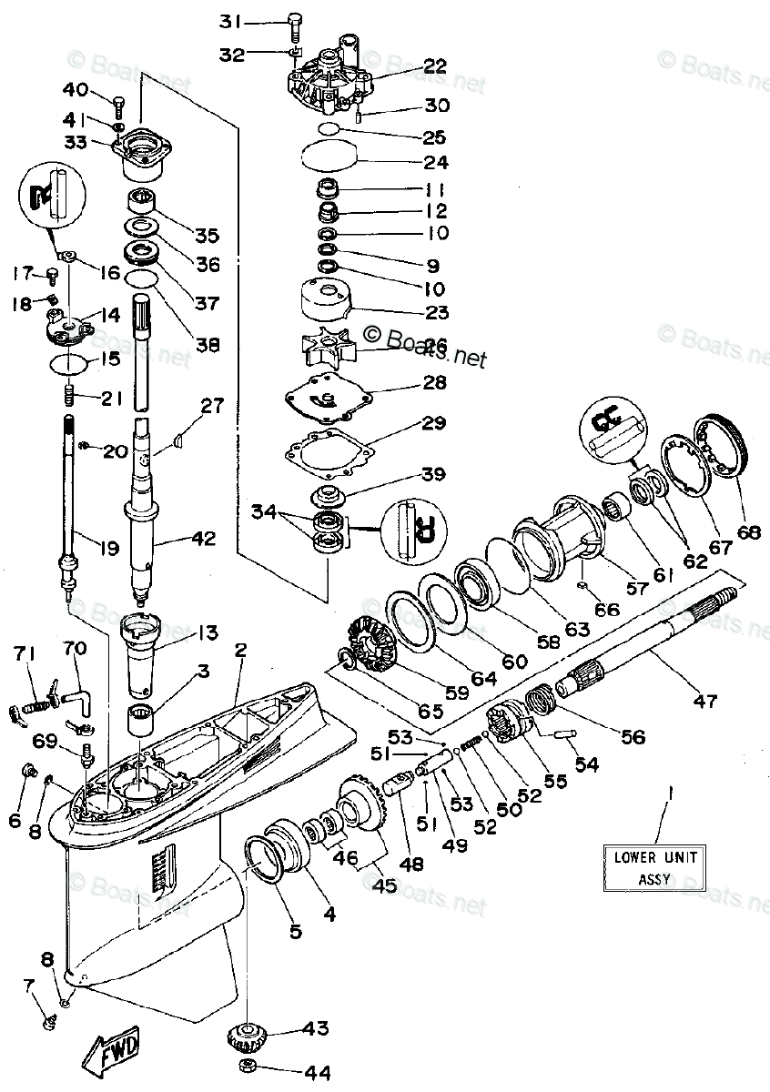 Yamaha Outboard Parts by HP 200HP OEM Parts Diagram for Lower Casing