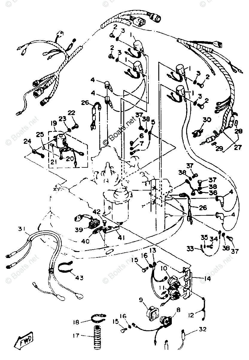 Yamaha Outboard Parts by Year 1993 OEM Parts Diagram for Electric Parts