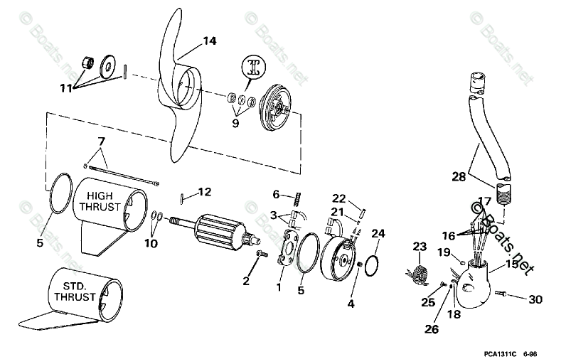 OMC Trolling Motor Parts 24 Volt OEM Parts Diagram for Motor & Adapter