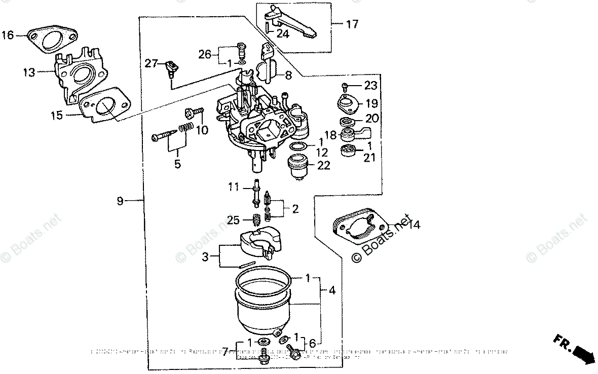 Honda Small Engine Parts GX340 OEM Parts Diagram for CARBURETOR (SILENT TYPE) - Boats.net