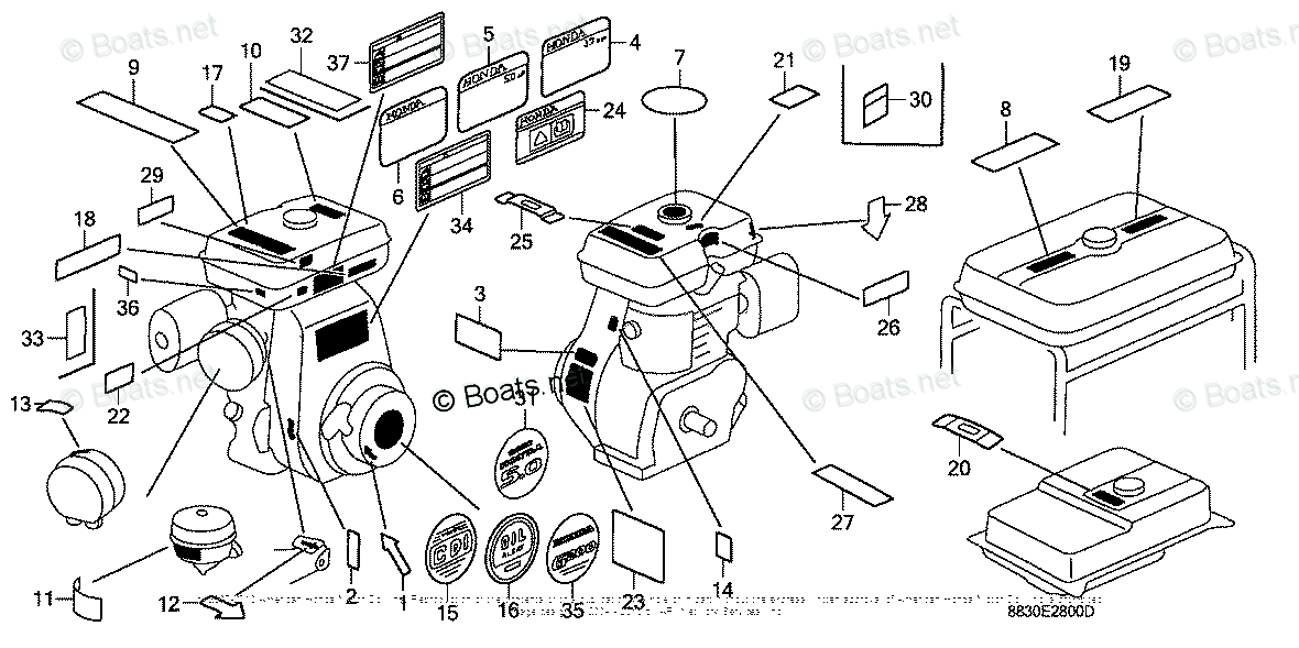 Honda Small Engine Parts G200 Oem Parts Diagram For Label