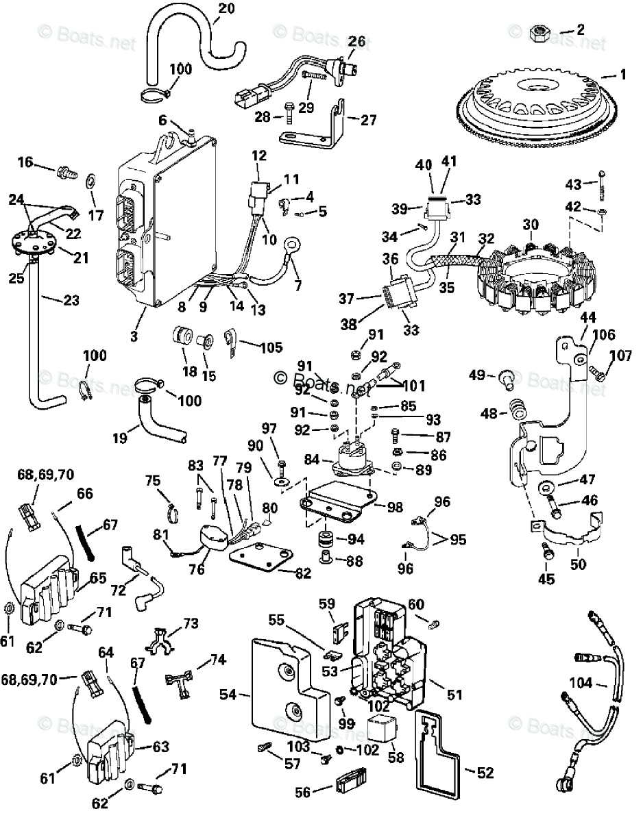 Evinrude Outboard Parts by HP 200HP OEM Parts Diagram for Electrical System  - Boats.net