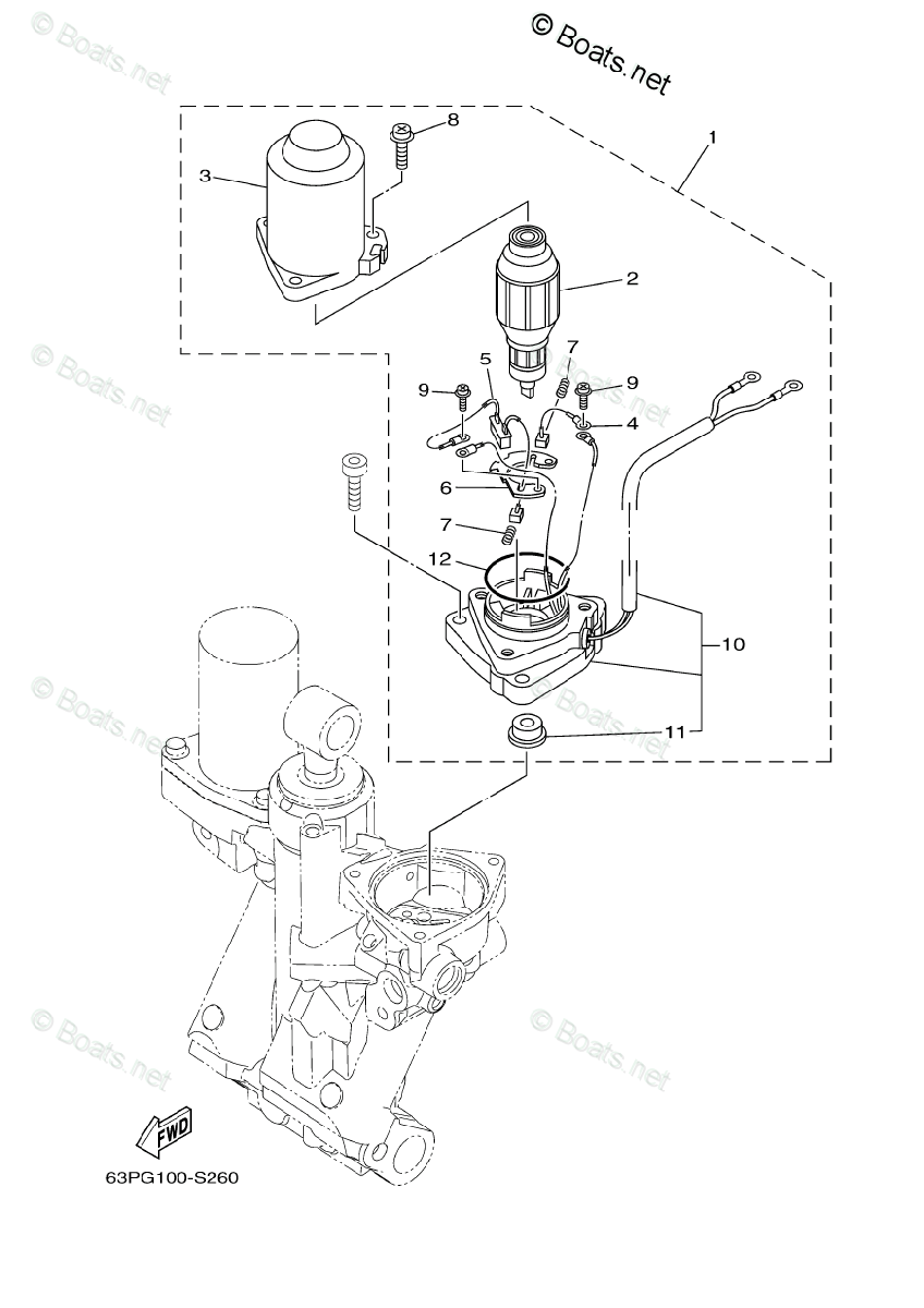 Yamaha Outboard Parts by HP 250HP OEM Parts Diagram for Power Trim