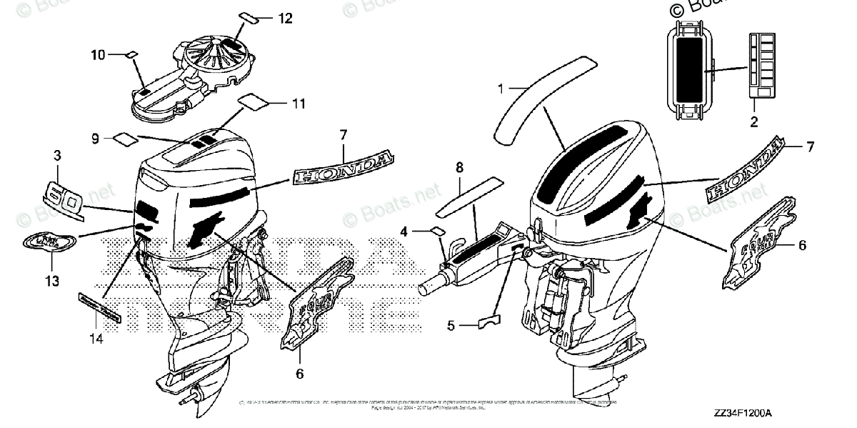 Honda Outboard Parts by HP & Serial Range 60HP OEM Parts Diagram for