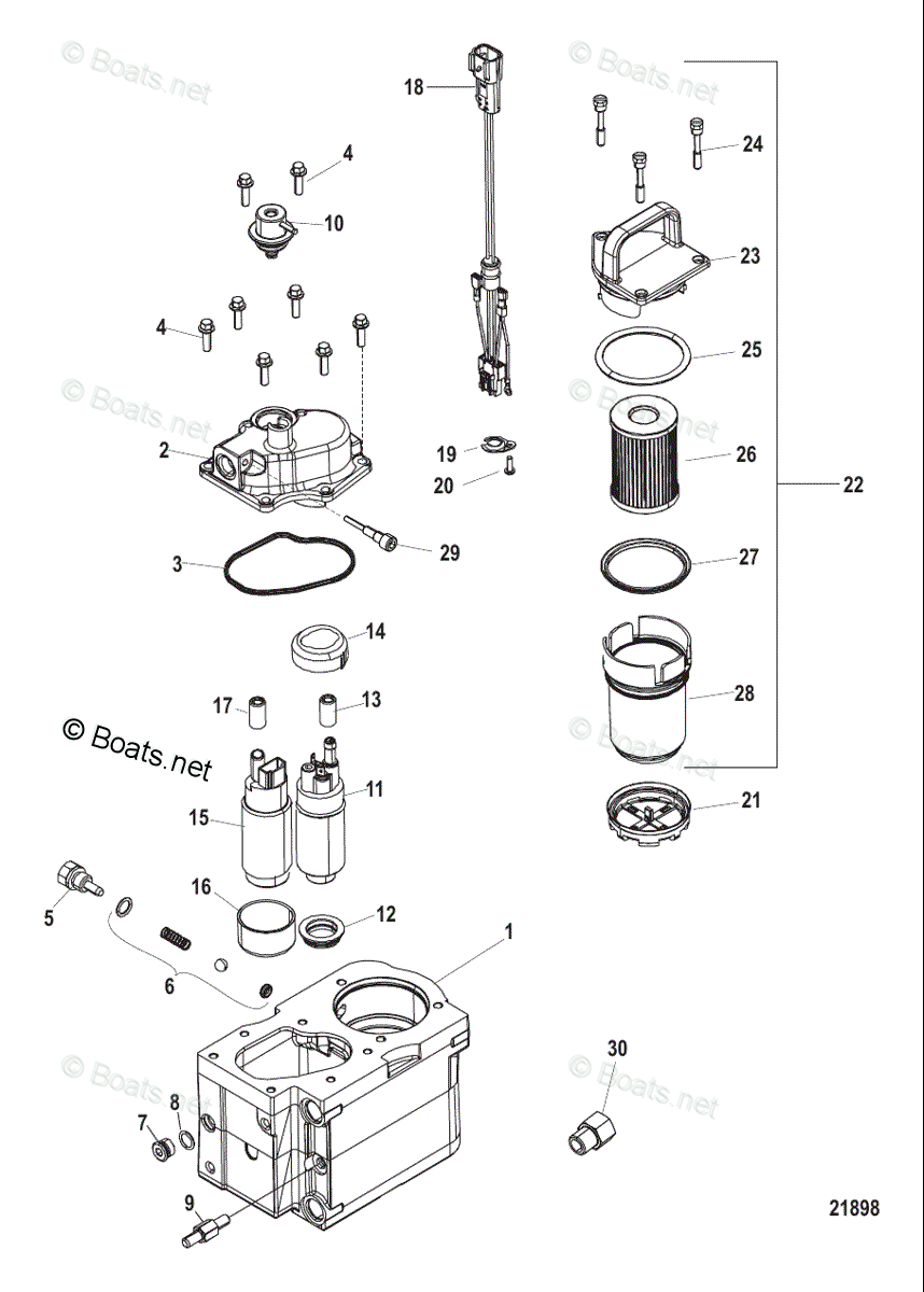 Mercury MerCruiser Inboard Parts by Size & Serial Gas OEM Parts Diagram