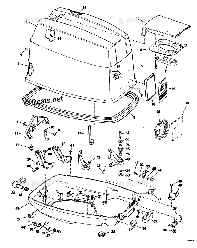 Evinrude Outboard Parts by HP 70HP OEM Parts Diagram for Engine Cover