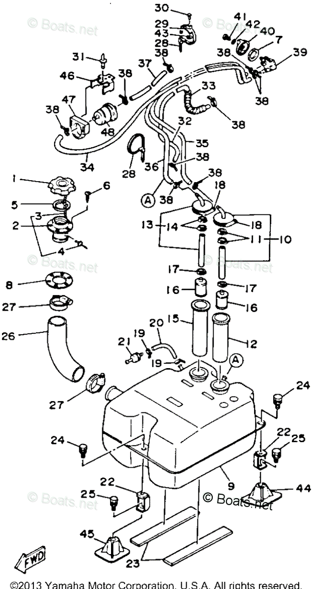 Yamaha Waverunner Parts 1992 OEM Parts Diagram for FUEL TANK | Boats.net