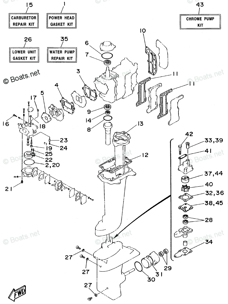 Yamaha Outboard Parts by HP 8HP OEM Parts Diagram for Repair Kit