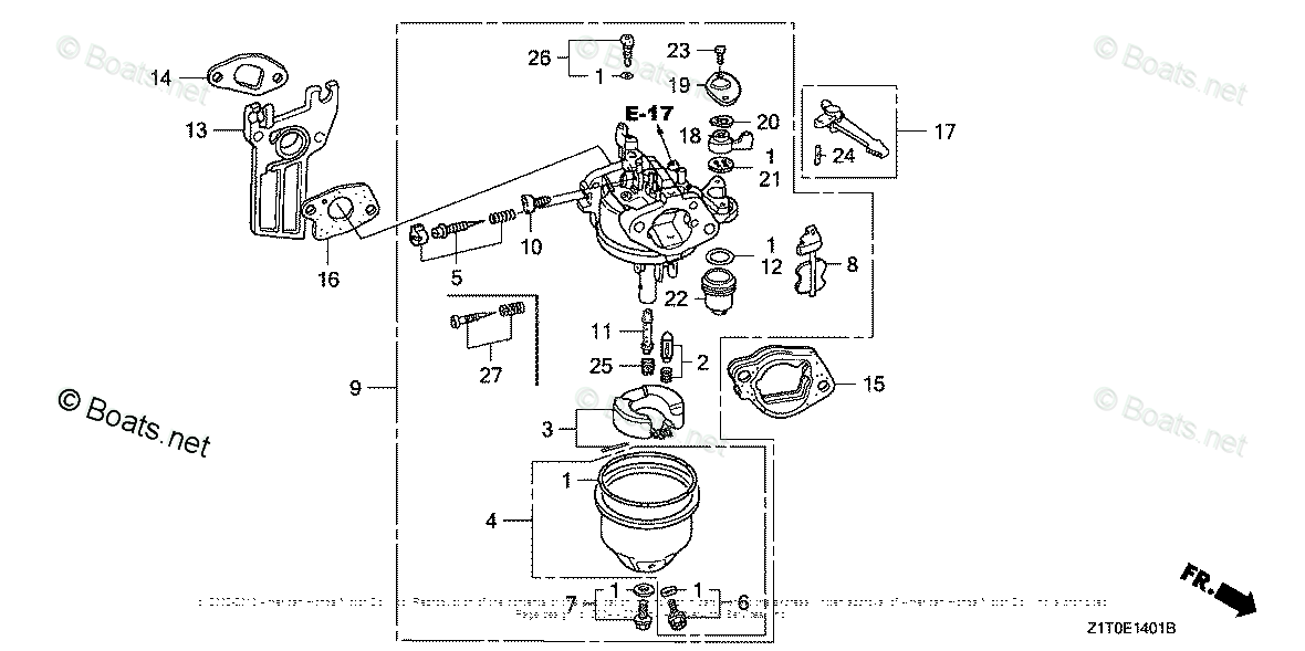 Honda Small Engine Parts GX160 OEM Parts Diagram for Carburetor (2