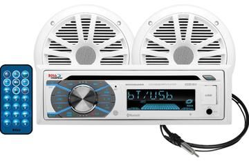 63GQ-BOSS-MARINE-MCK508WB6 MCK508WB.6 Single DIN Marine AM/FM CD Receiver w/ Pair of 6.5" Speakers                                                                   