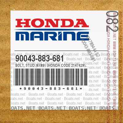90043-883-681 BOLT, STUD (6X89) (Honda Code 2147429).