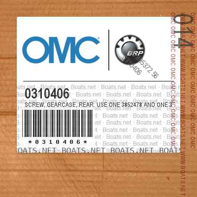 0310406 SCREW, Gearcase, rear. Use one 3852478 and one 307161. Use one 3852478 and one 307161