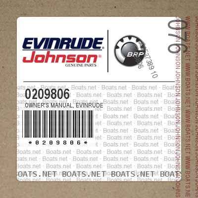 0209806 OWNER'S MANUAL, Evinrude