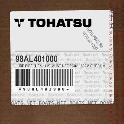 98AL401000 LUBE PIPE (1 EA.=1M) MUST USE 393011600M CHECK VALVE