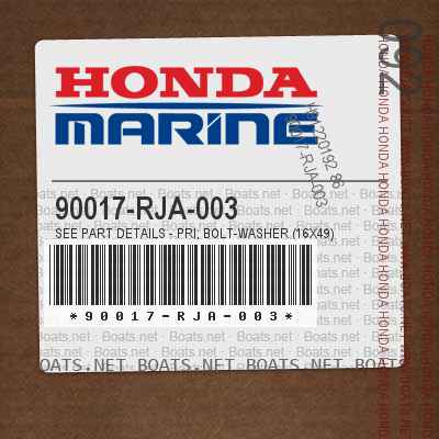 90017-RJA-003 SEE PART DETAILS - PRI; BOLT-WASHER (16X49)