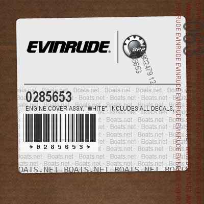 0285653 ENGINE COVER Assy, "White". Includes all decals, except "HP" Decal