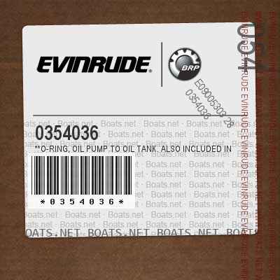 0354036 **O-RING, Oil pump to oil tank. Also included in Pump & Manifold Assy