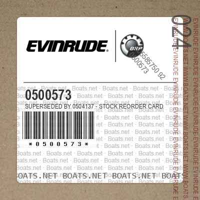 0500573 Superseded by 0504137 - STOCK REORDER CARD