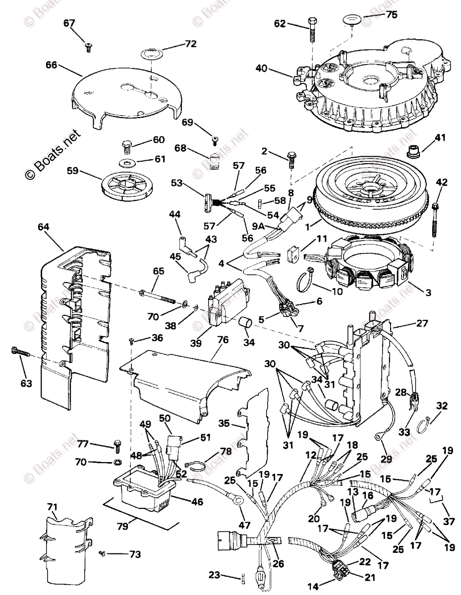 Evinrude Outboard 1992 OEM Parts Diagram for Ignition System | Boats.net