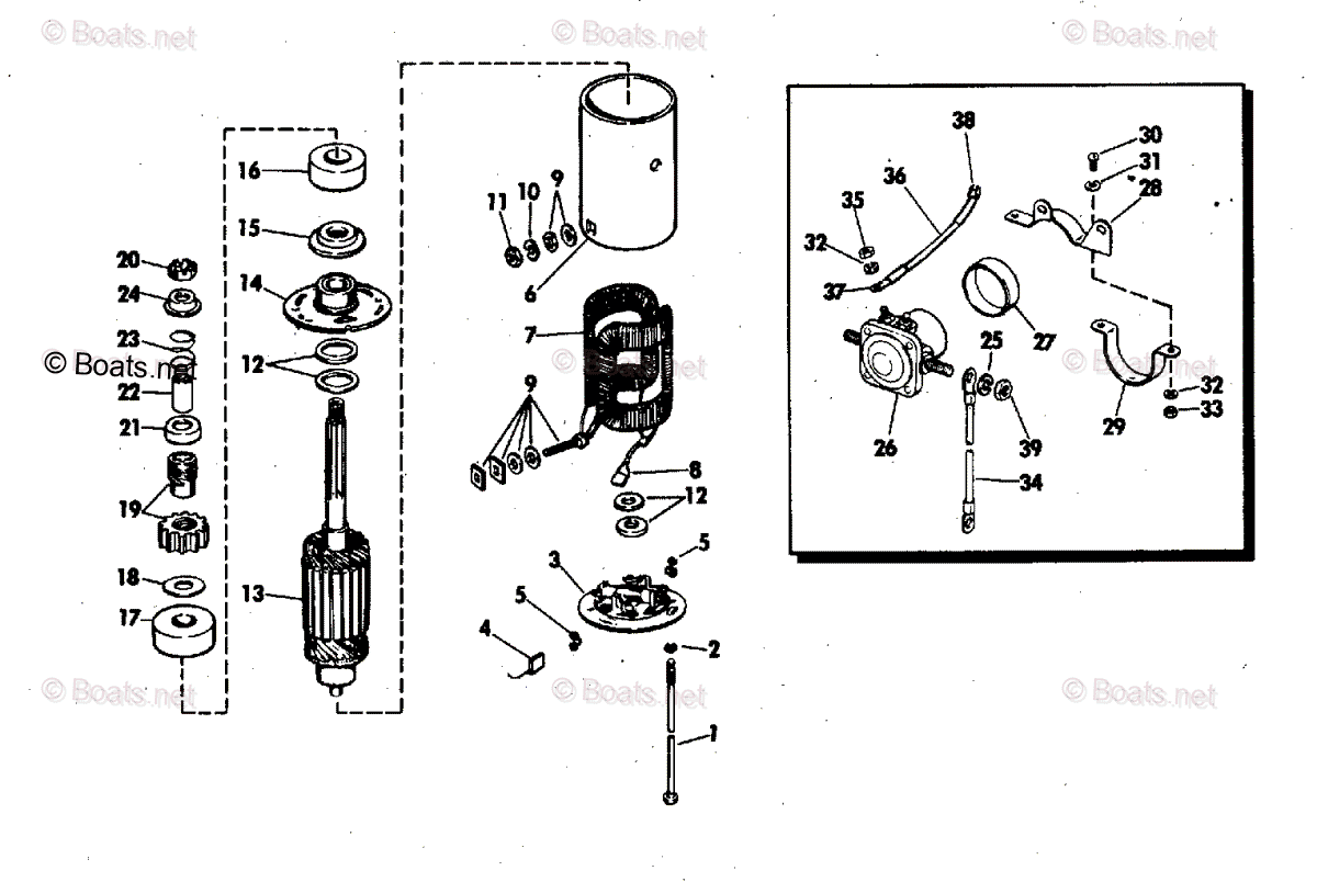 eiページ Johnson Outboard 1976 OEM Parts Diagram for Electric Starter