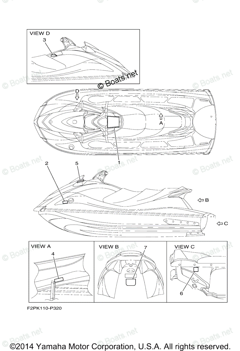 Yamaha Waverunner 2015 OEM Parts Diagram for Important Labels
