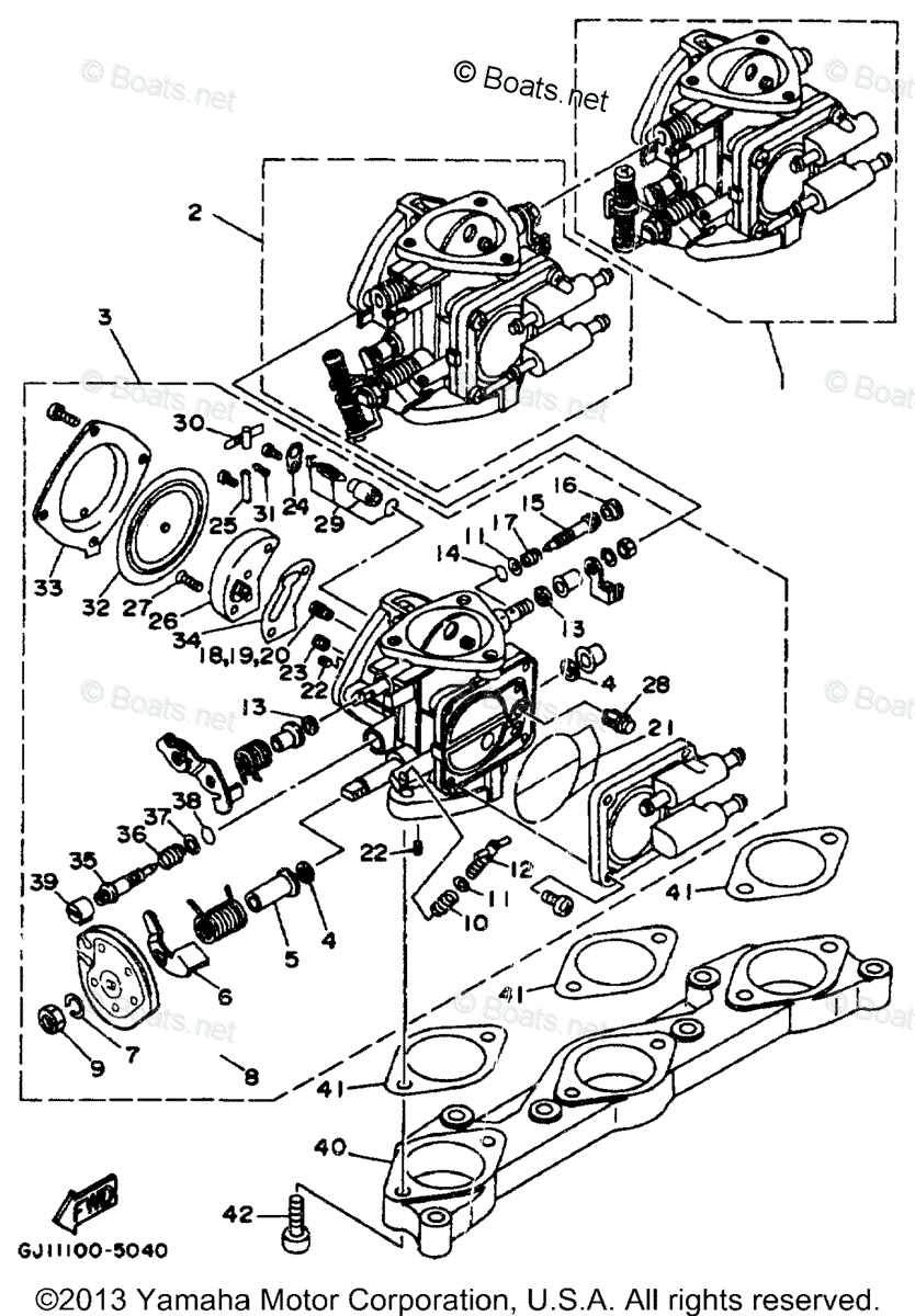 その他 YAMAHA BW251-300 Yamaha Boats 1998 OEM Parts Diagram for CARBURETOR | Boats.net