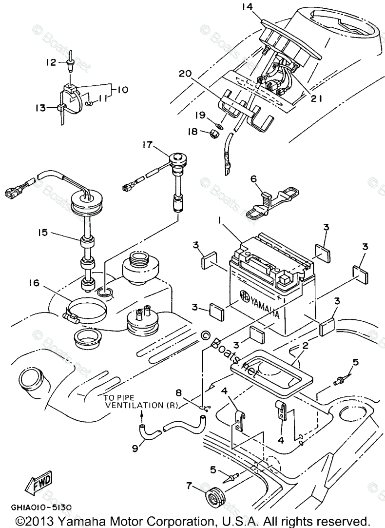 Yamaha Waverunner Parts 1995 OEM Parts Diagram for Electrical 2 | Boats.net