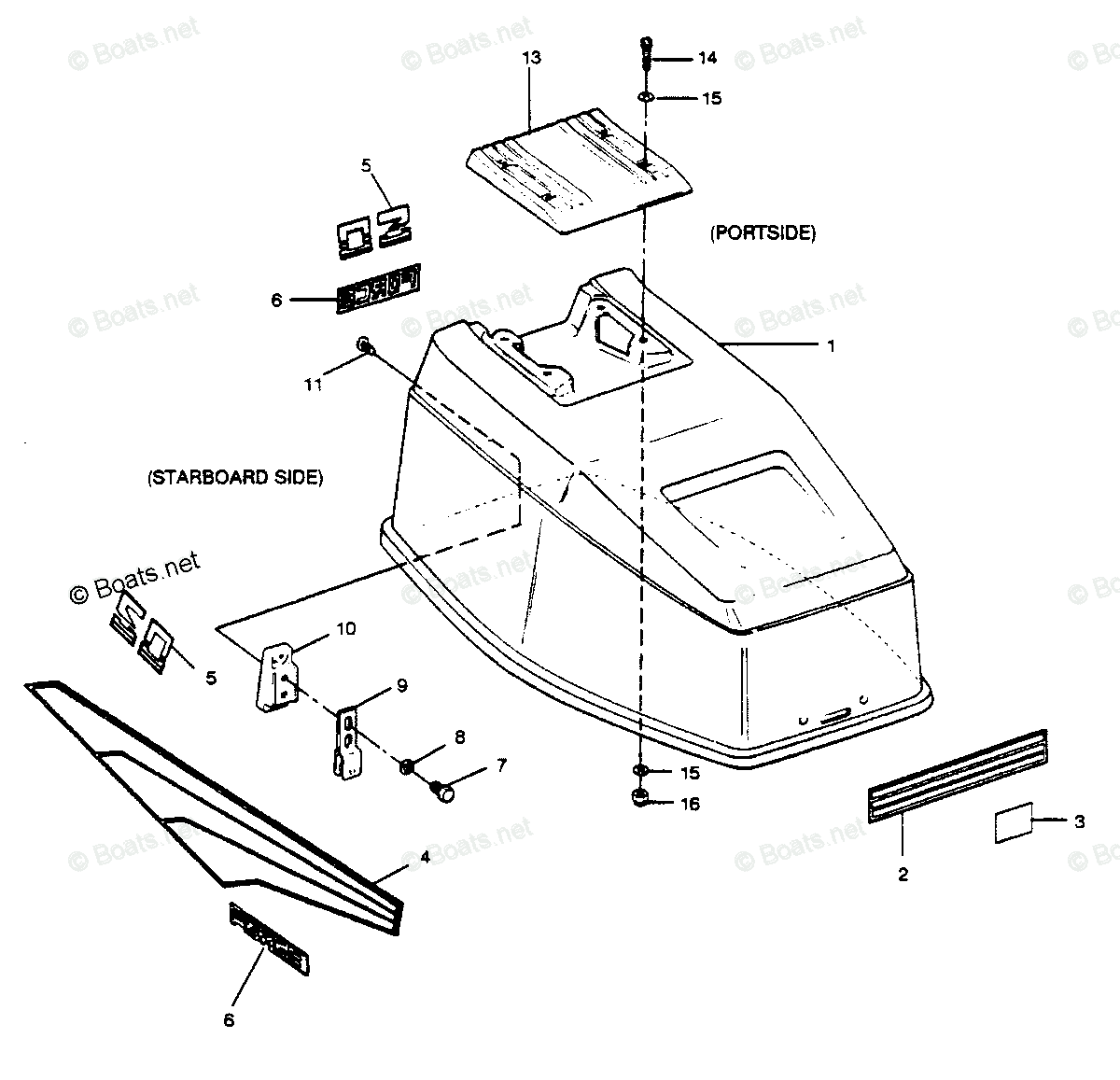 Force Outboard 1989 OEM Parts Diagram for ENGINE COVER (MAXUM MODELS