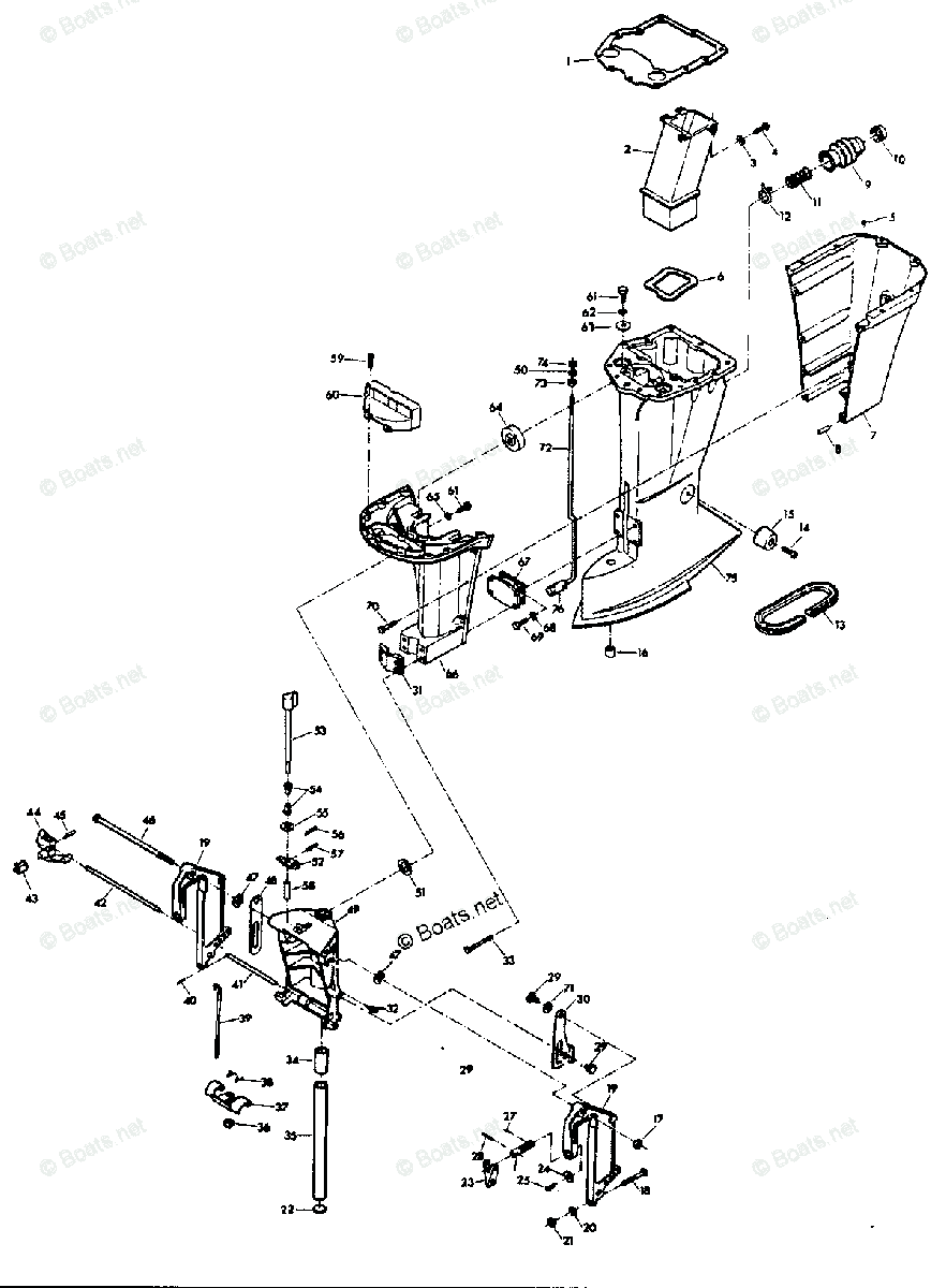 Chrysler Outboard 1976 OEM Parts Diagram for MOTOR LEG