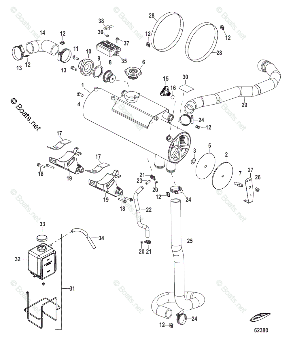 Mercury MerCruiser Inboard Parts by Size & Serial Gas OEM Parts Diagram