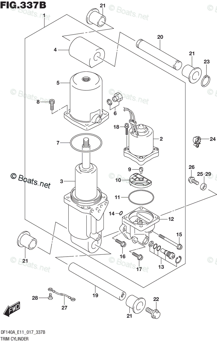 Suzuki Outboard 2017 Oem Parts Diagram For Trim Cylinder (df115at E11 