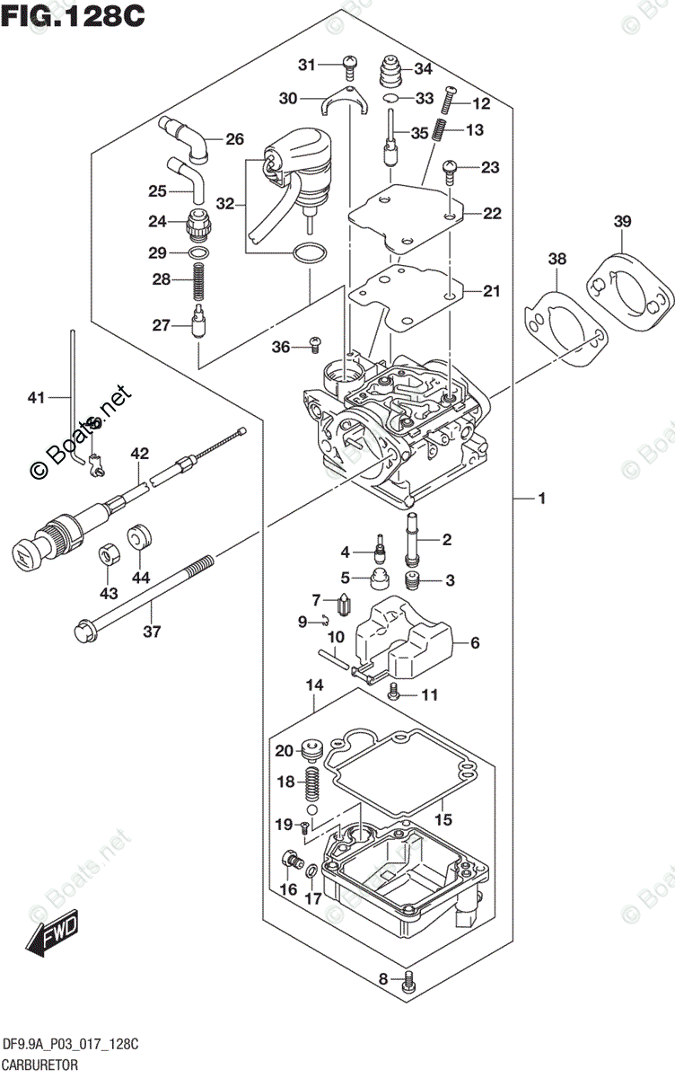 Suzuki Outboard 2017 OEM Parts Diagram for CARBURETOR (DF9,9A P03