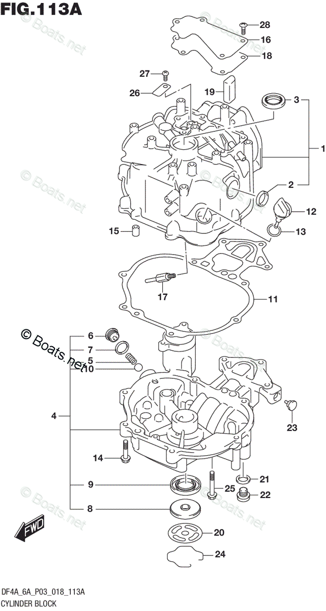 Suzuki Outboard Parts by Year 2018 OEM Parts Diagram for CYLINDER BLOCK