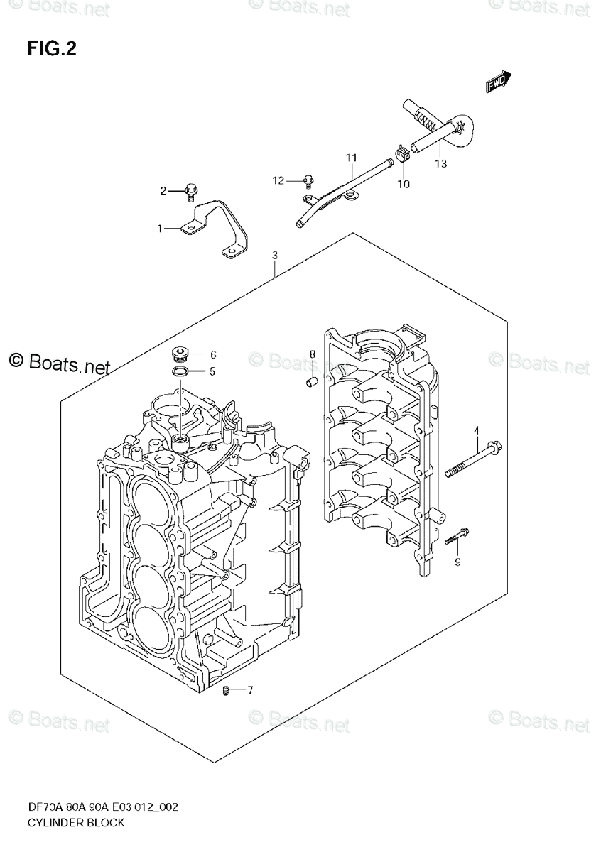 Suzuki Outboard Parts by Year 2012 OEM Parts Diagram for CYLINDER BLOCK