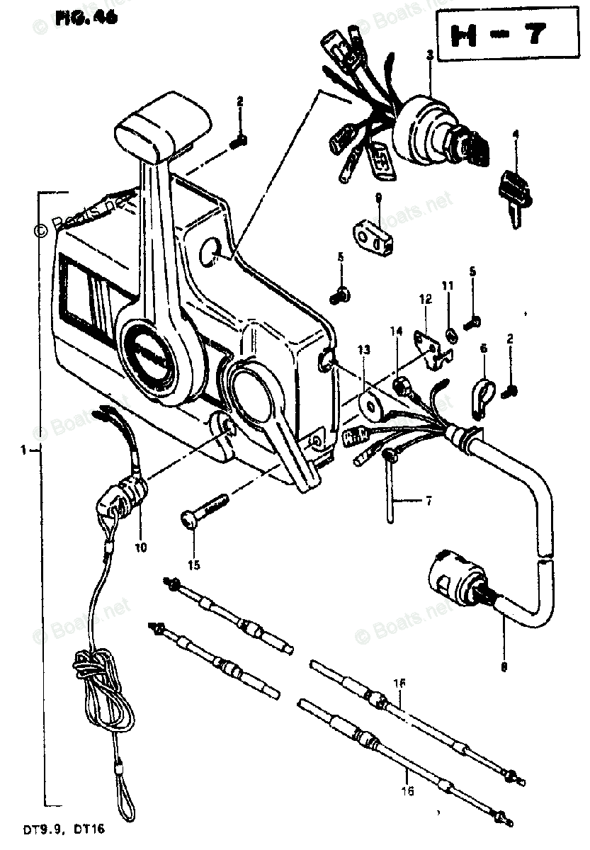 Suzuki Outboard 9.9HP OEM Parts Diagram for REMOTE CONTROL (1 
